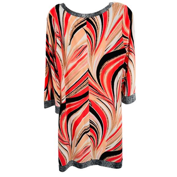 Calvin Klein Peach Swirl Abstract Print Colorful Shift Dress Women Sz 6 - Picture 3 of 14